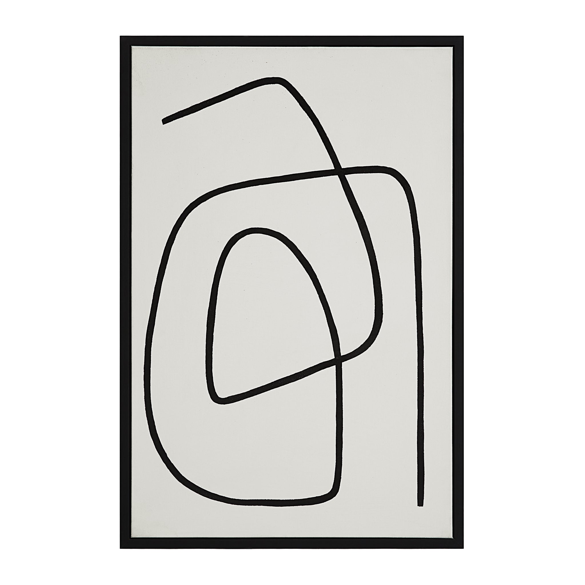 Moreau canvas art with abstract black lines forming a unique pattern on white