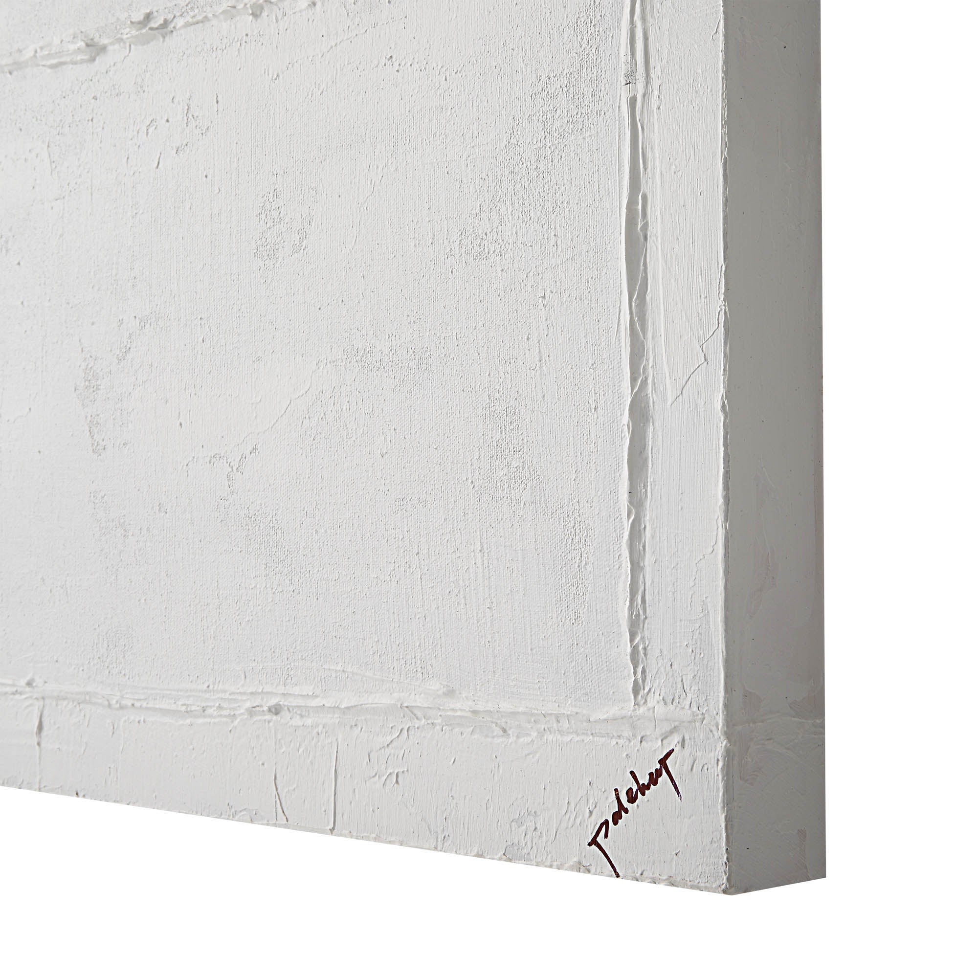 Medea Wall Art by Renwil, close-up of textured white canvas edge with signature
