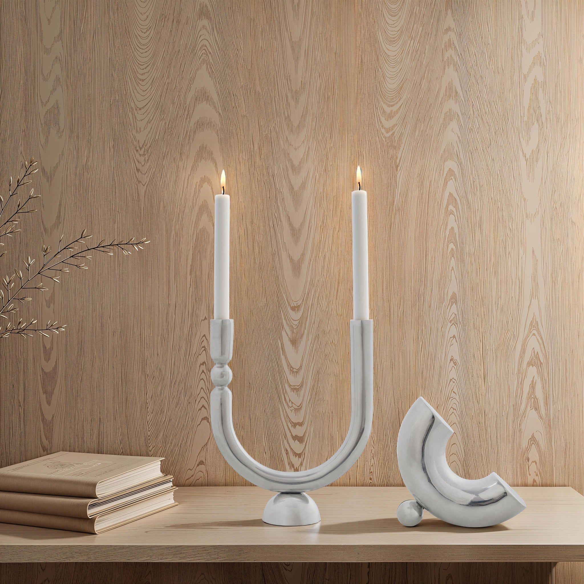 Close-up of the Darnay Candle Holder showing the silhouette and finish detail.