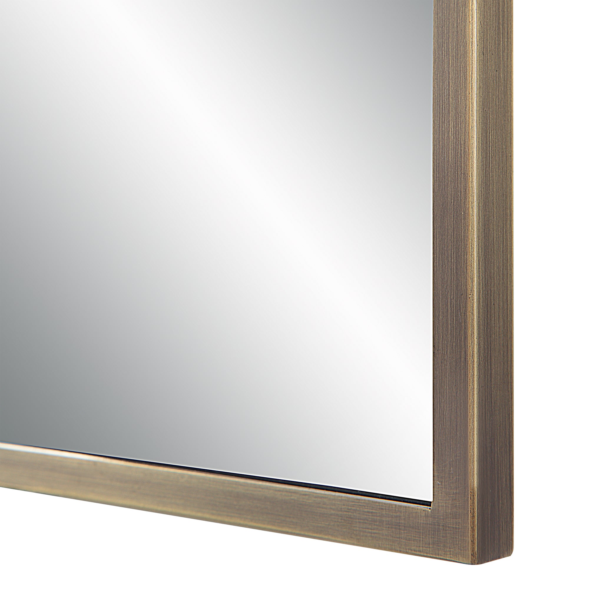 Close-up of Cider Wall Mirror's silver frame, highlighting its smooth finish and clean lines.