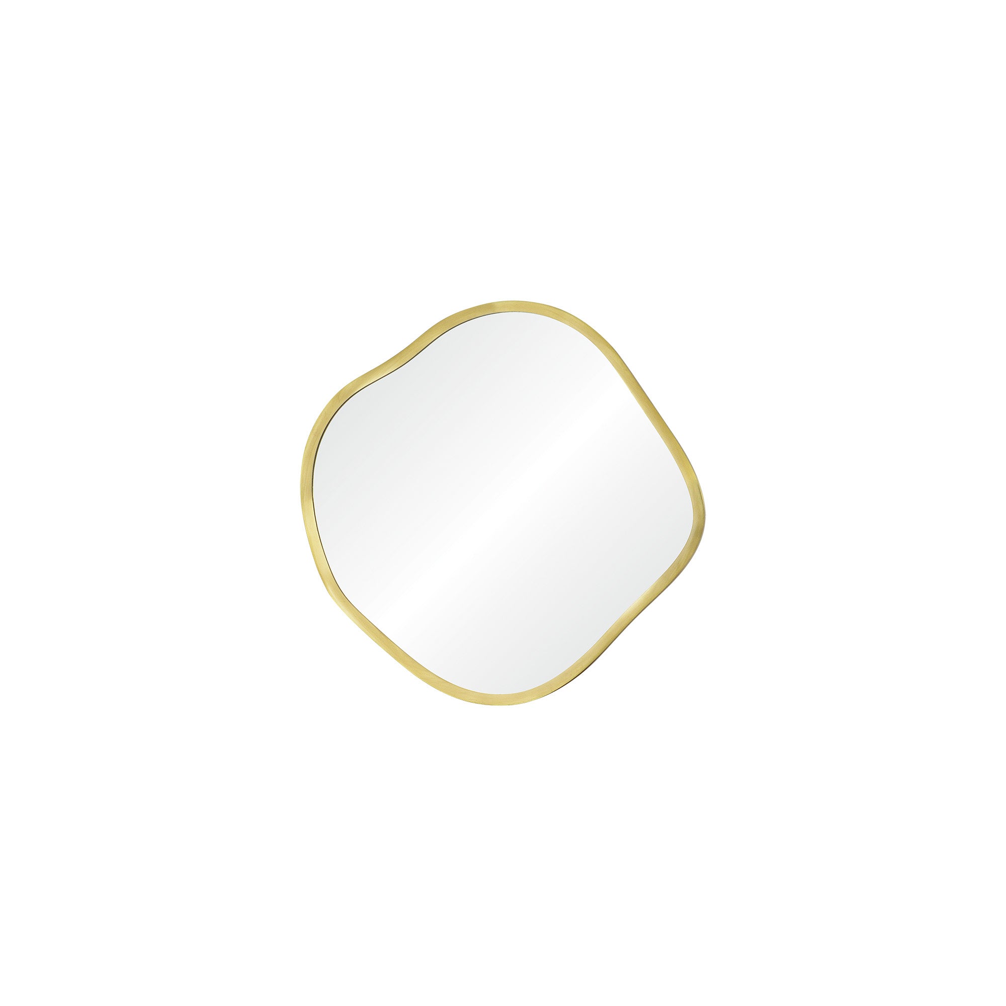 Nucleus Wall Mirror in a rounded design with a gold border and clear glass