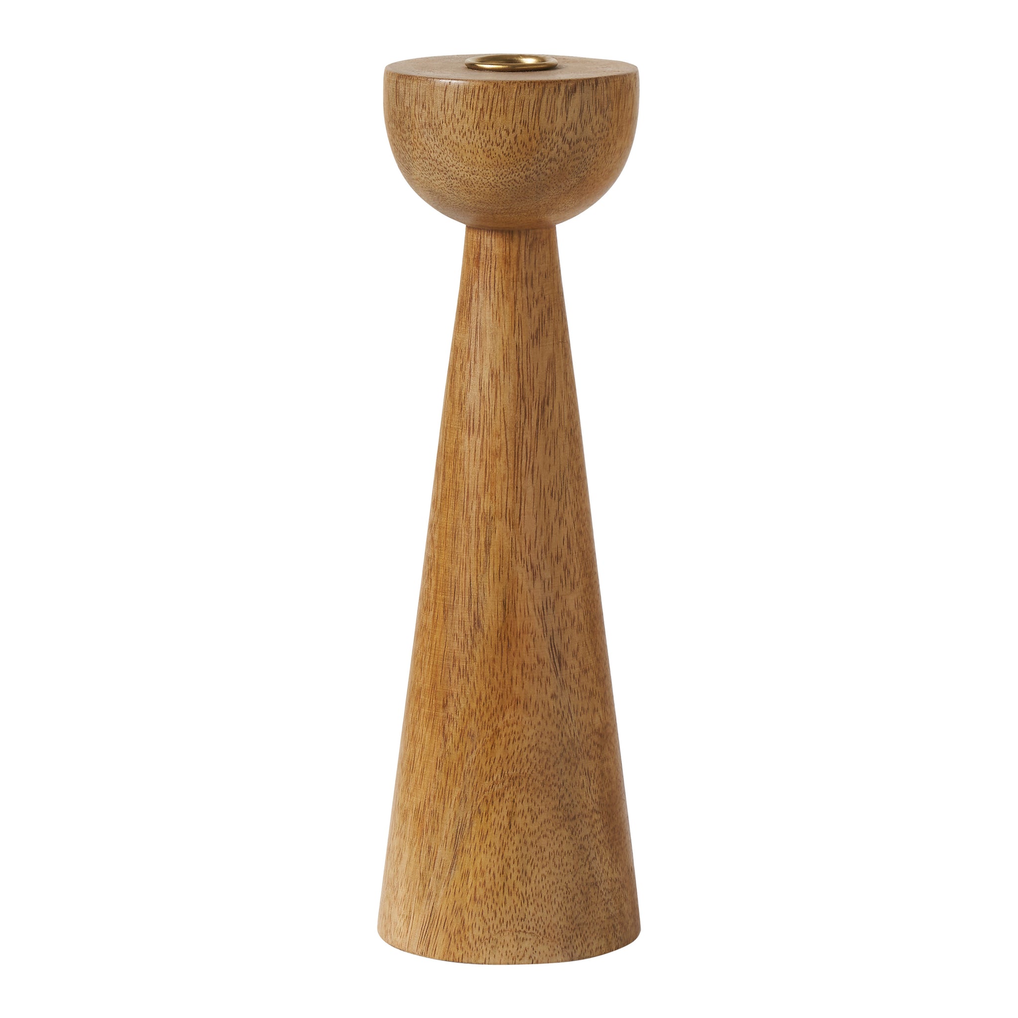 Laurier candle holder in natural wood, showcasing a smooth finish and elegant design.