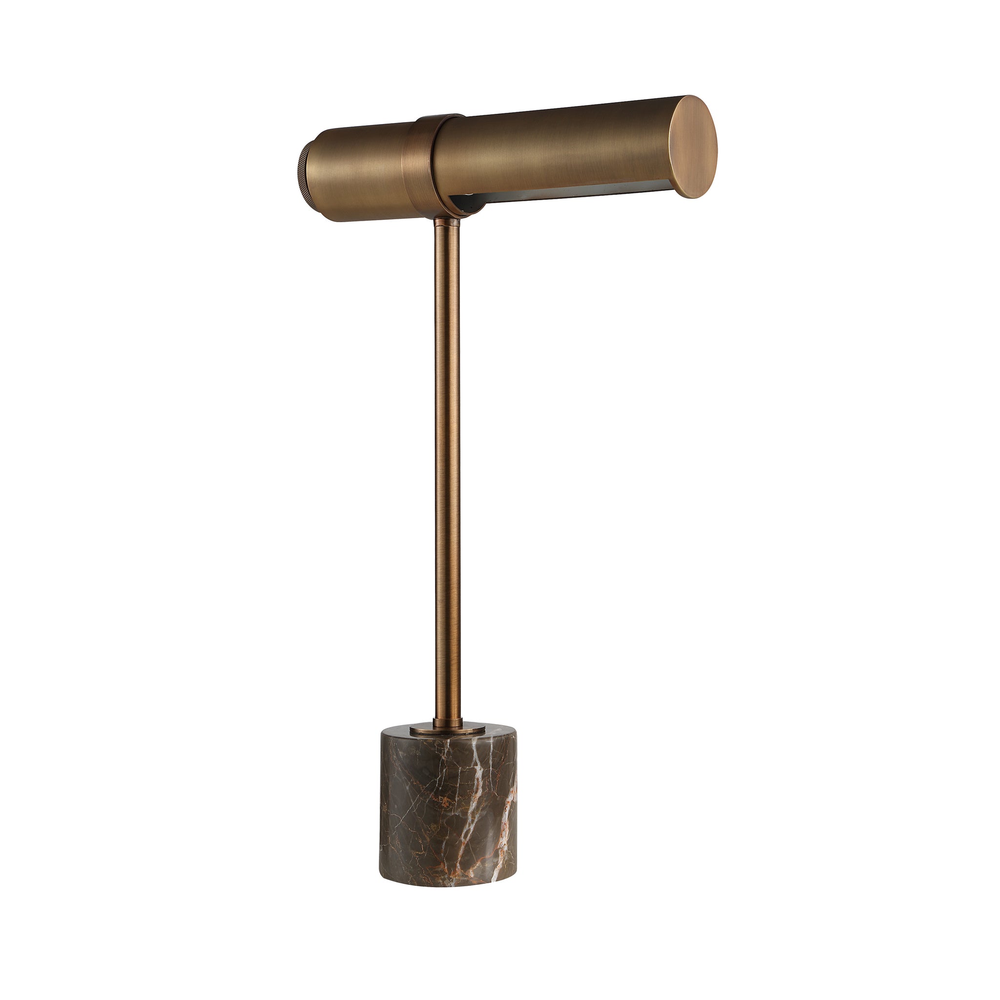 Gusle Table Lamp by Renwil with a bronze finish and marble base, showcasing a modern design.