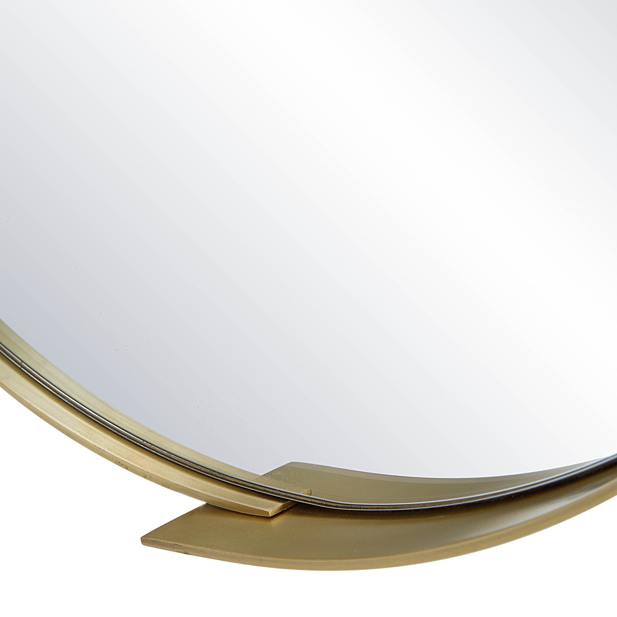 Aleah Wall Mirror featuring a gold frame and smooth reflective surface, side angle.