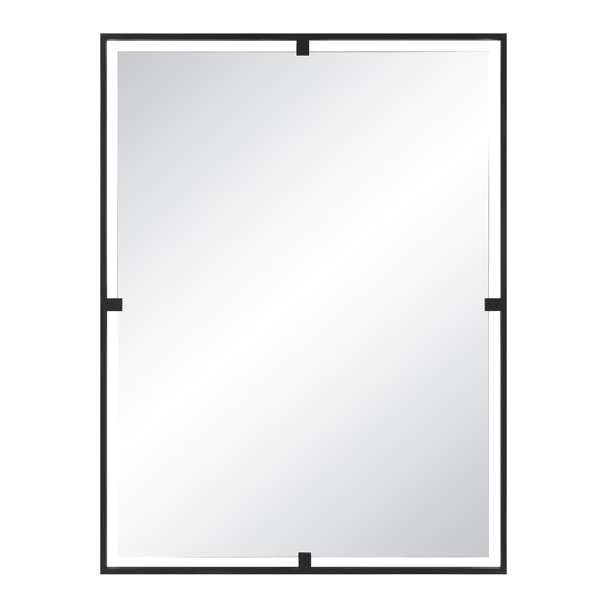 Marco Wall Mirror with a sleek black frame and clear reflective surface, front view.