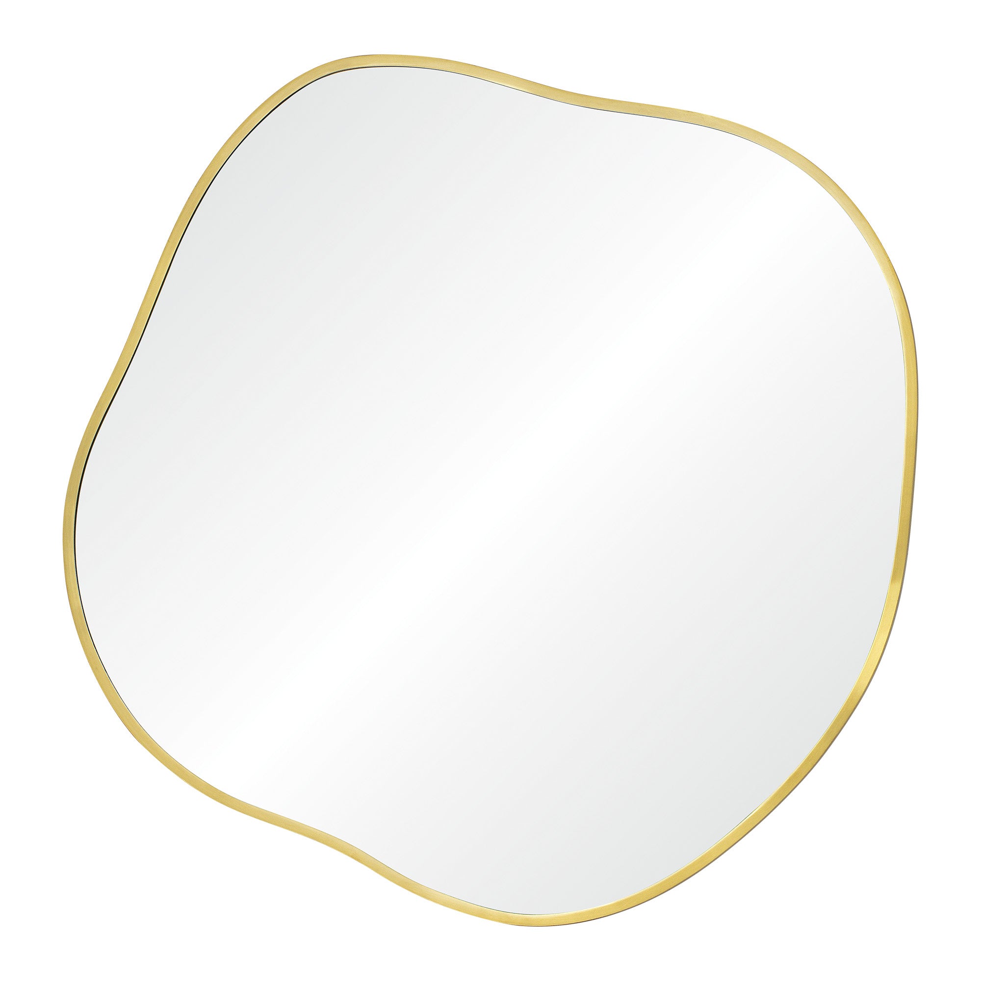 Nucleus Wall Mirror with a wavy gold frame and clear reflective surface