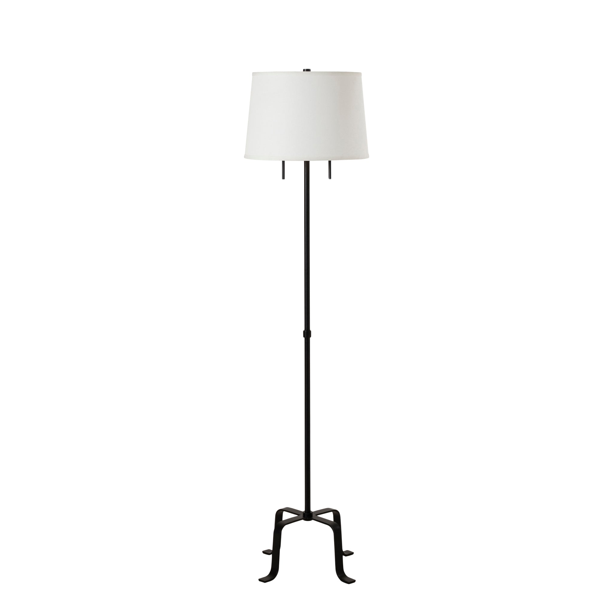 Ruslur floor lamp with a white shade and black metal base, standing upright.