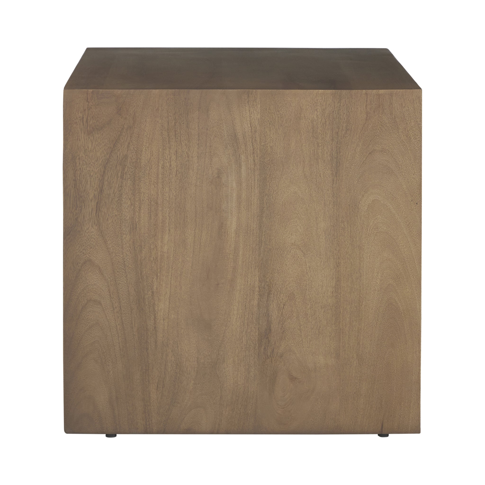 Jaime side table viewed from the front, featuring a smooth light wood finish.