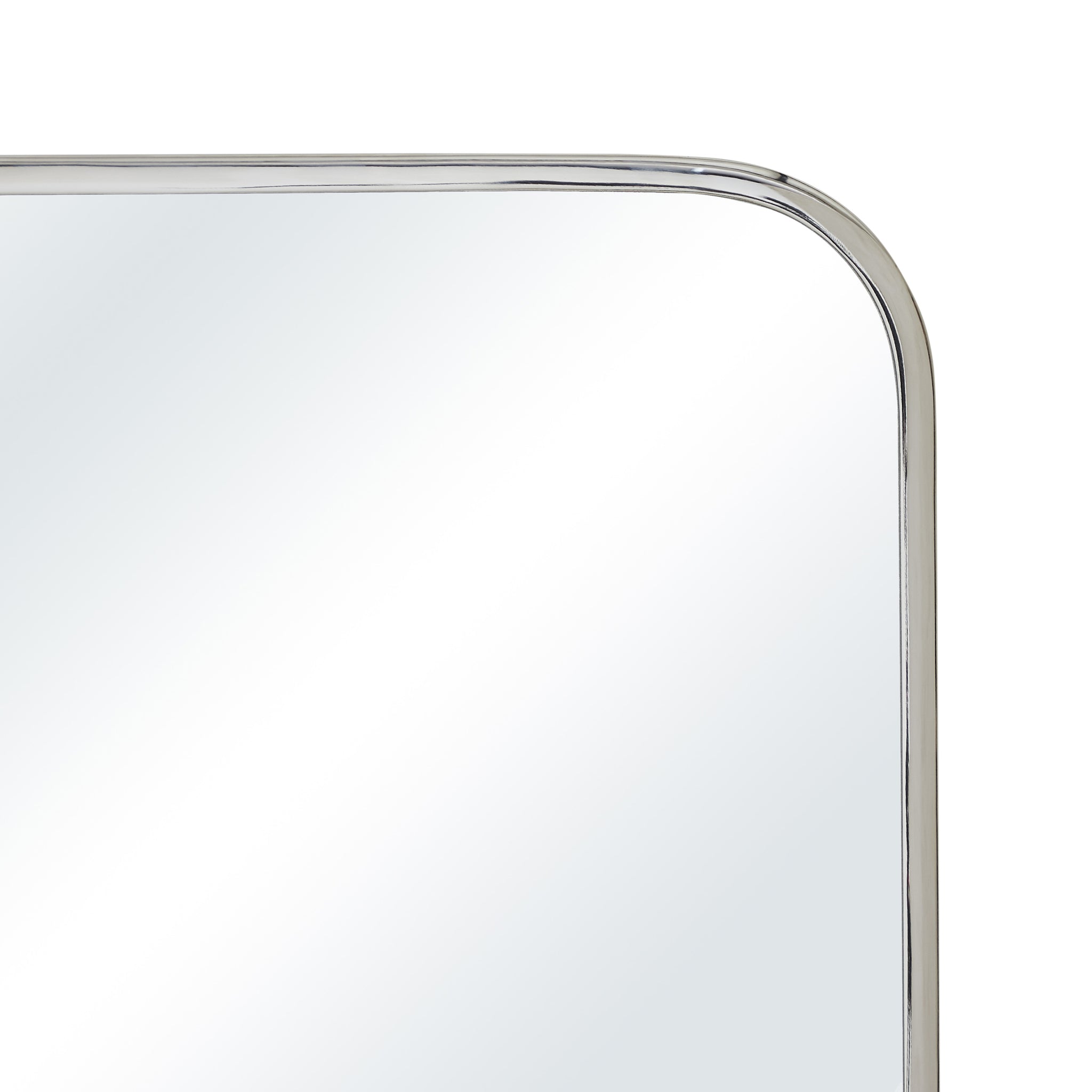 Close-up of the Jackline mirror by Renwil highlighting its rounded edges.