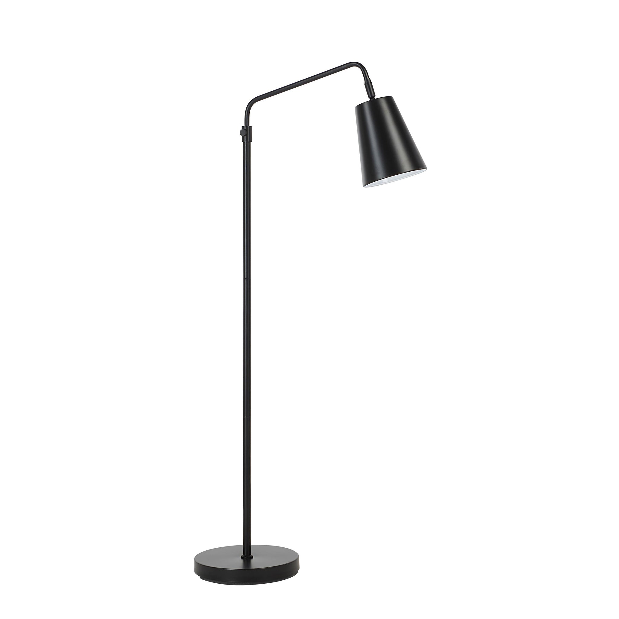 Nottingham floor lamp by Renwil in black with a conical shade and round base