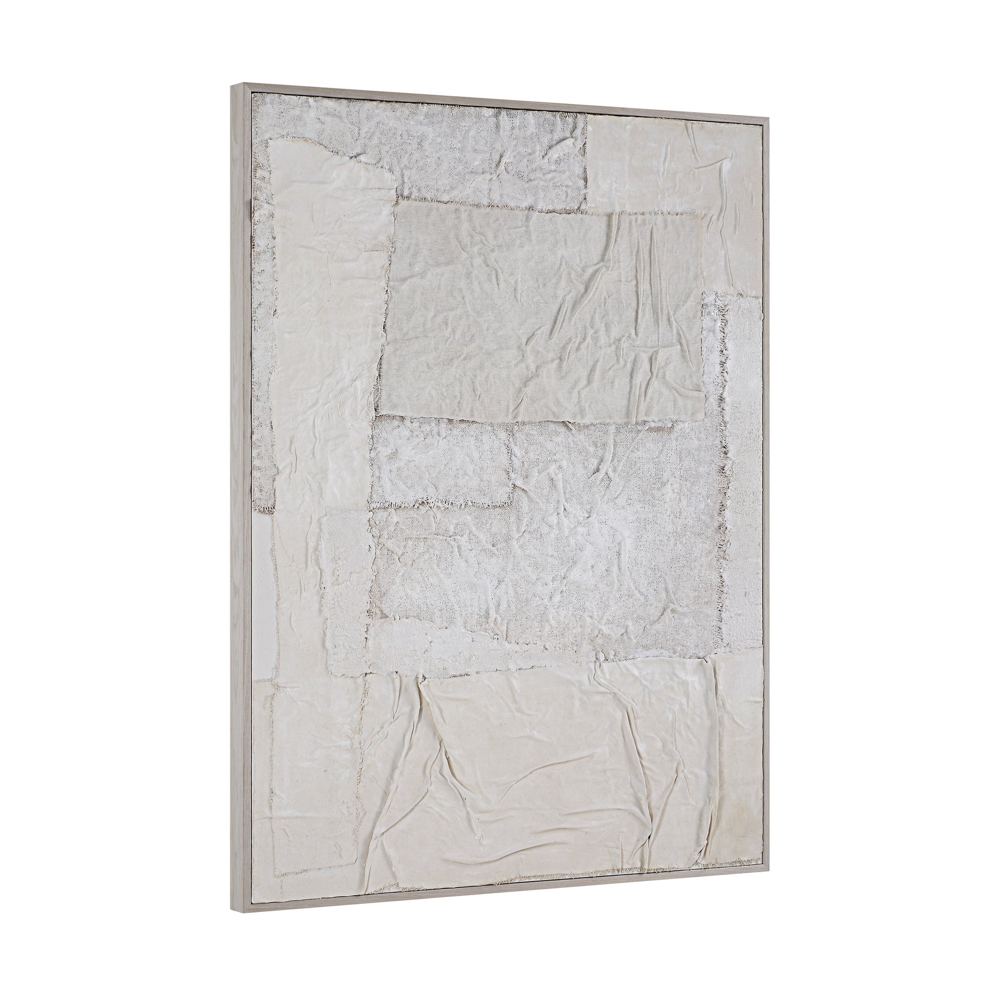 Bianchi Wall Art displayed at an angle, showcasing layered textures in soft beige shades.