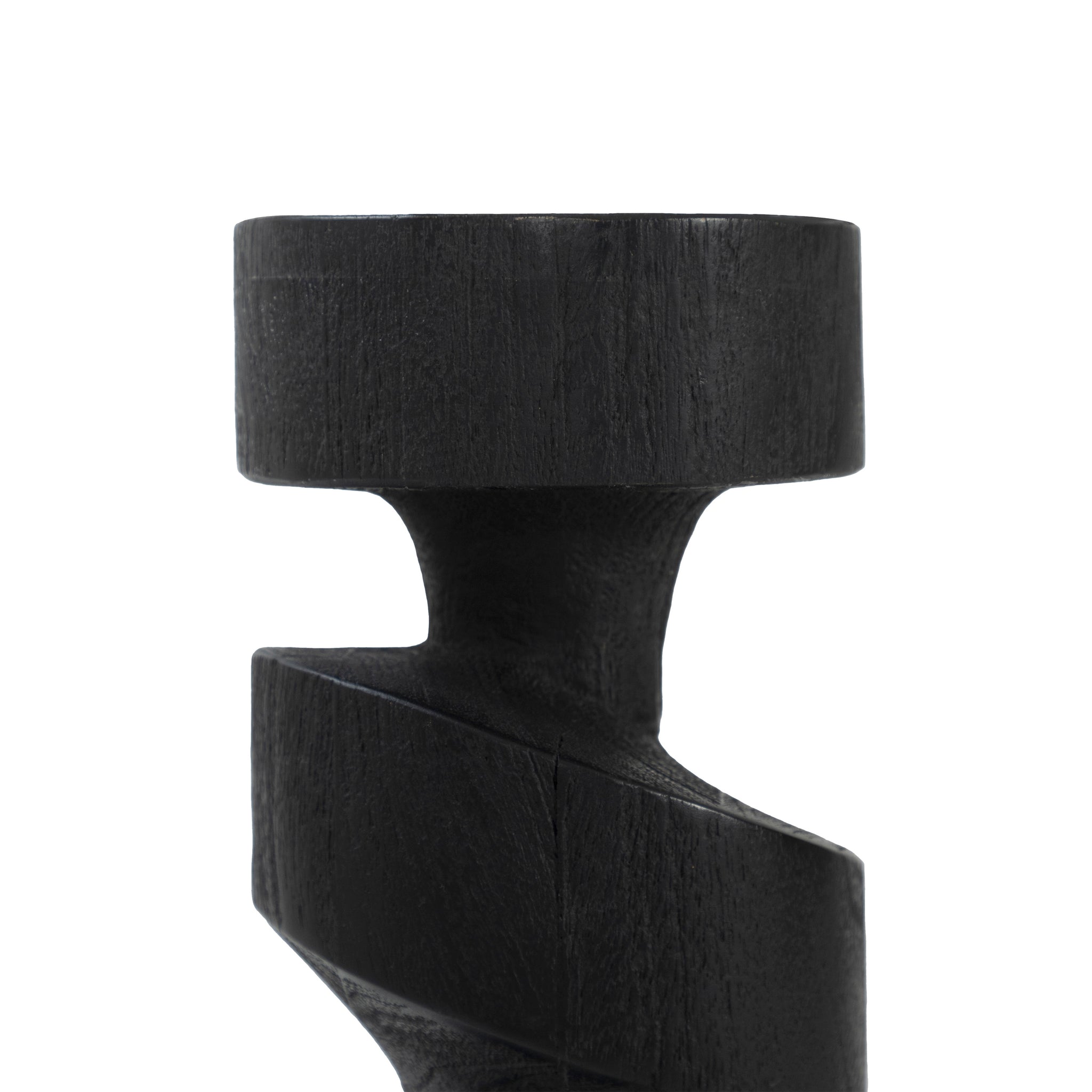 Top view of Beckton statue by Renwil, black with a spiral design and smooth finish.
