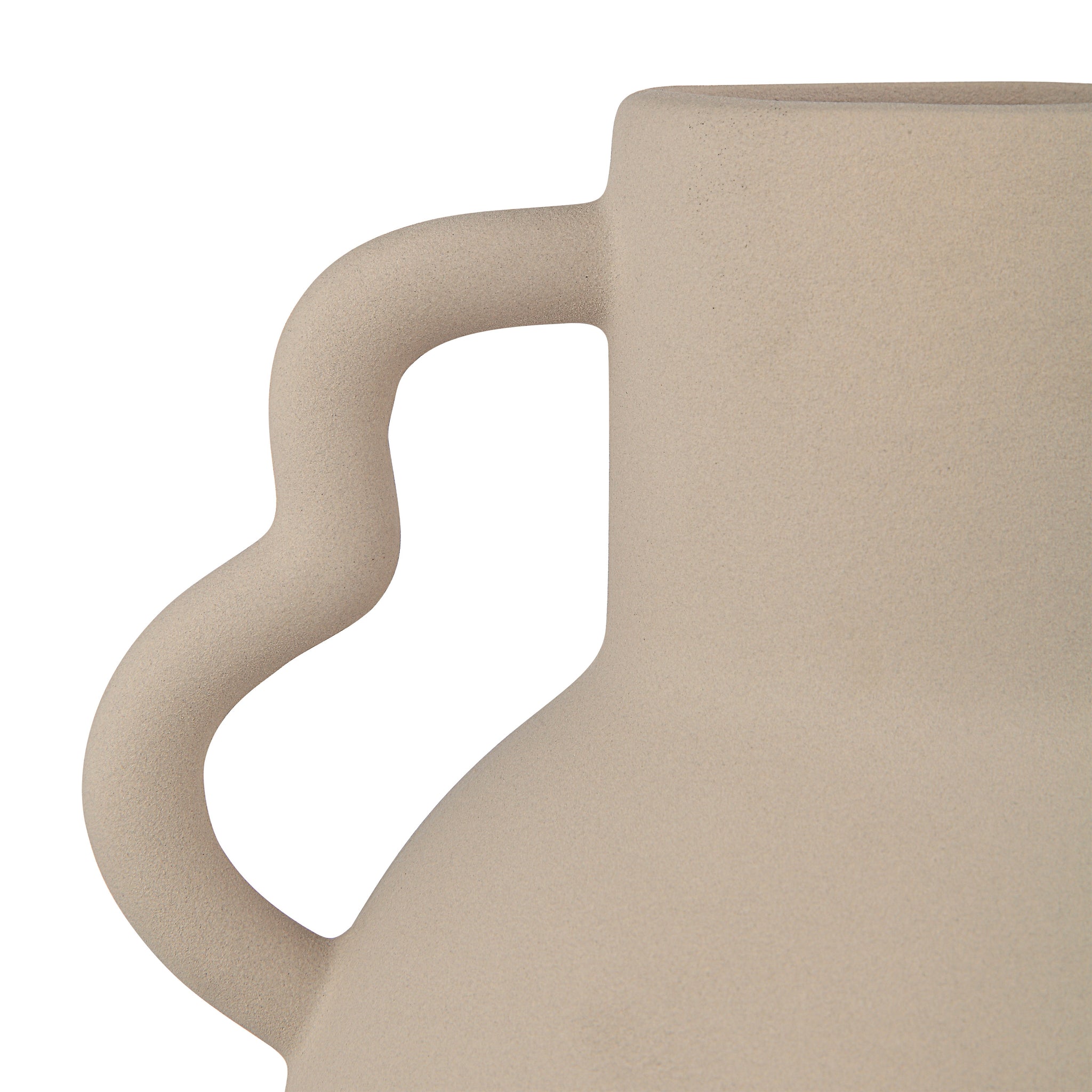 Monet Vase by Renwil, close-up of beige vase showing handle detail