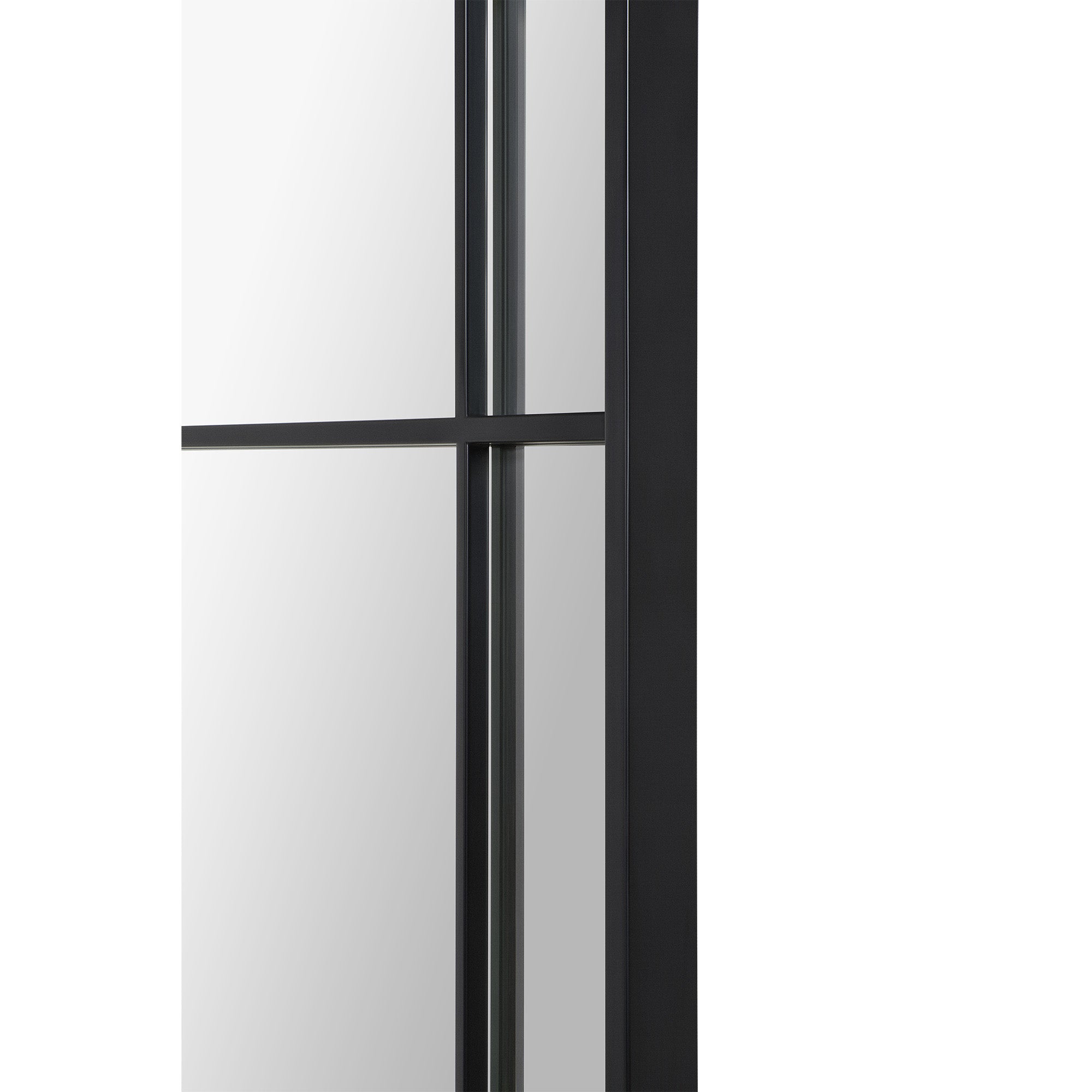 Close-up of the black frame and grid of Atkinson Full Length Mirror