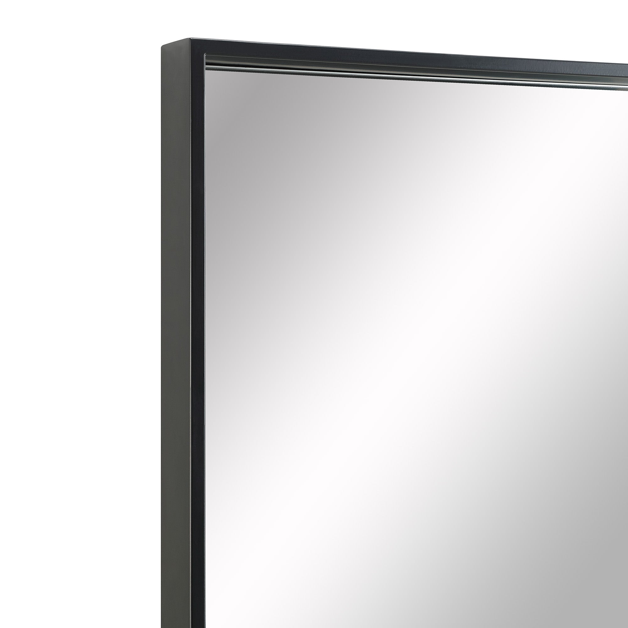 Annalise Wall Mirror close-up of the black frame, highlighting the smooth reflective surface.