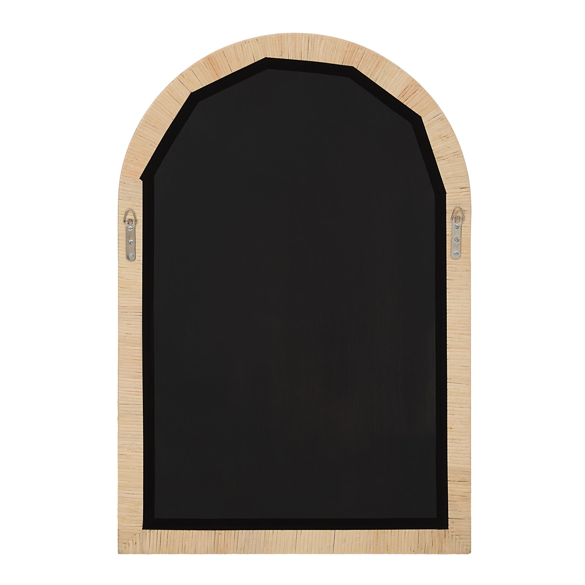 Back view of Tally Wall Mirror showing the black backing and hanging hardware
