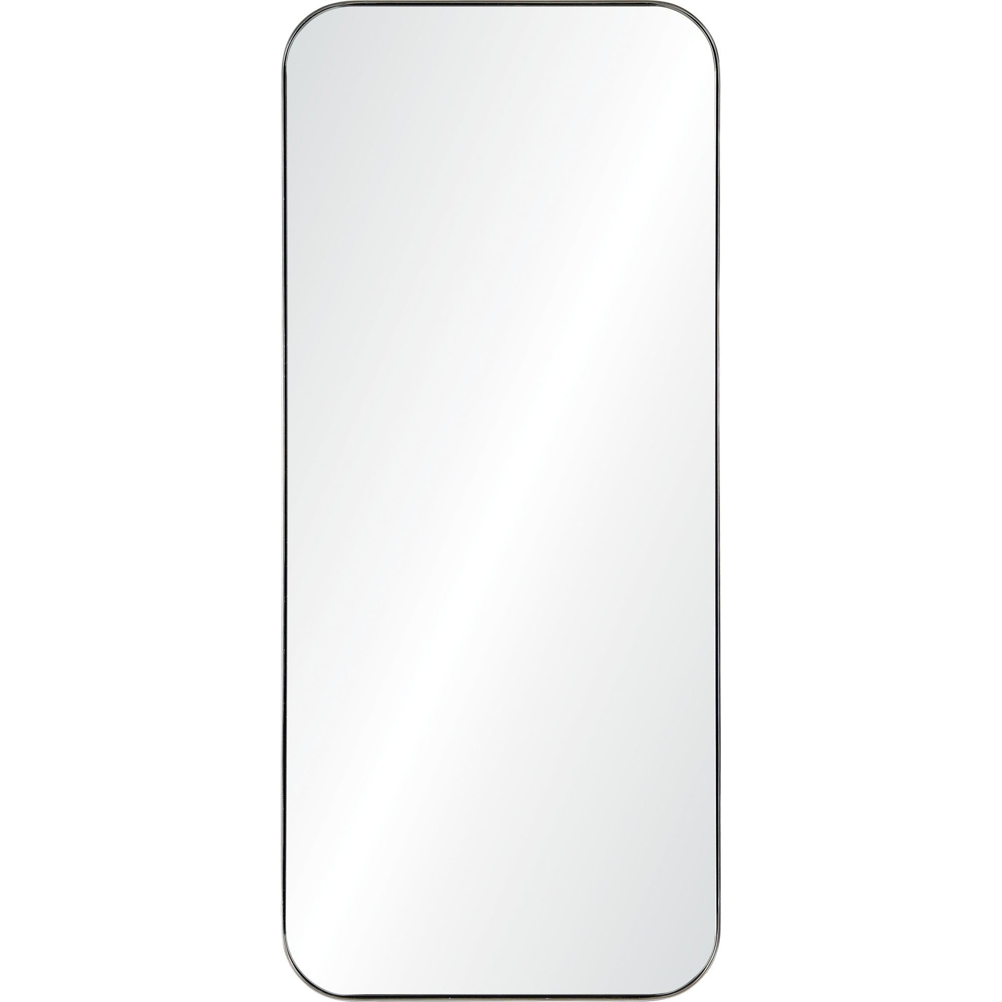Delphinus Wall Mirror with rounded corners and a sleek silver frame