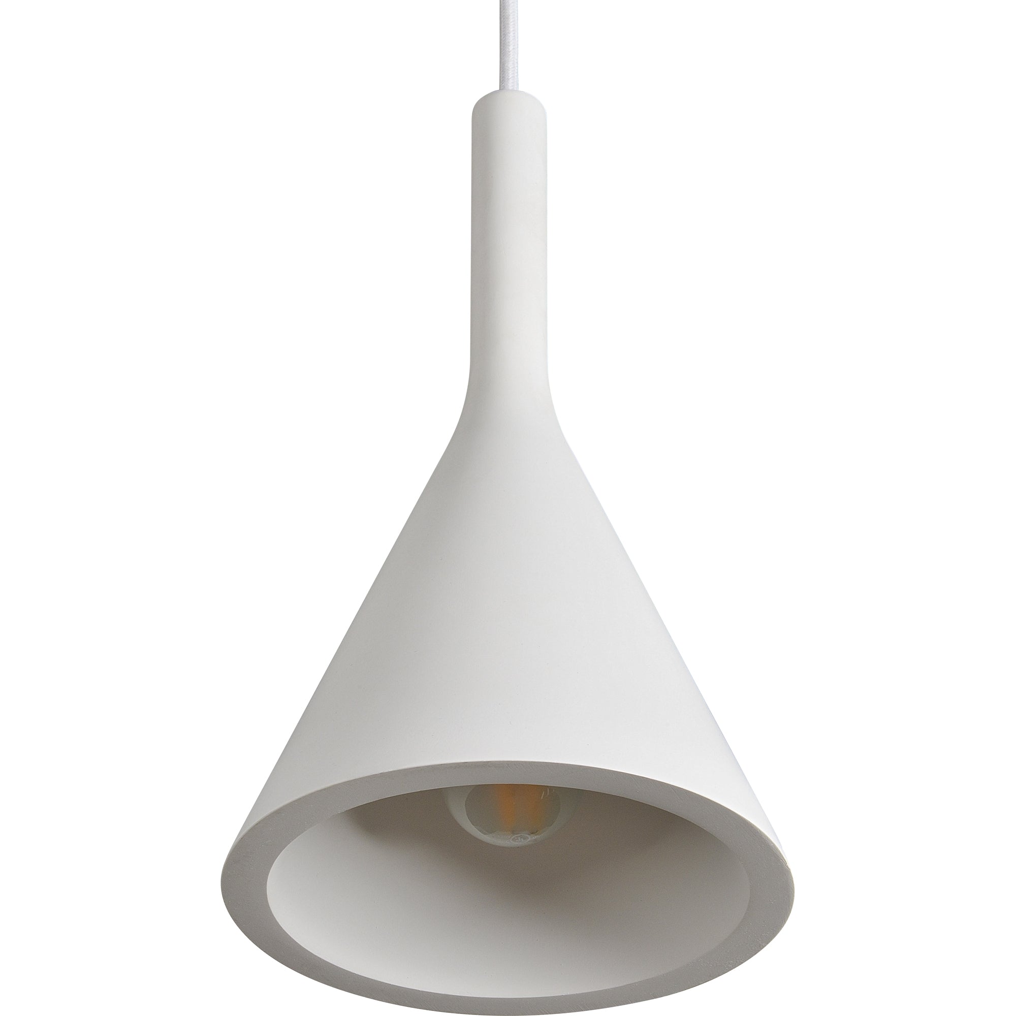 Hottah Ceiling Fixture in white showcasing the conical shade from below