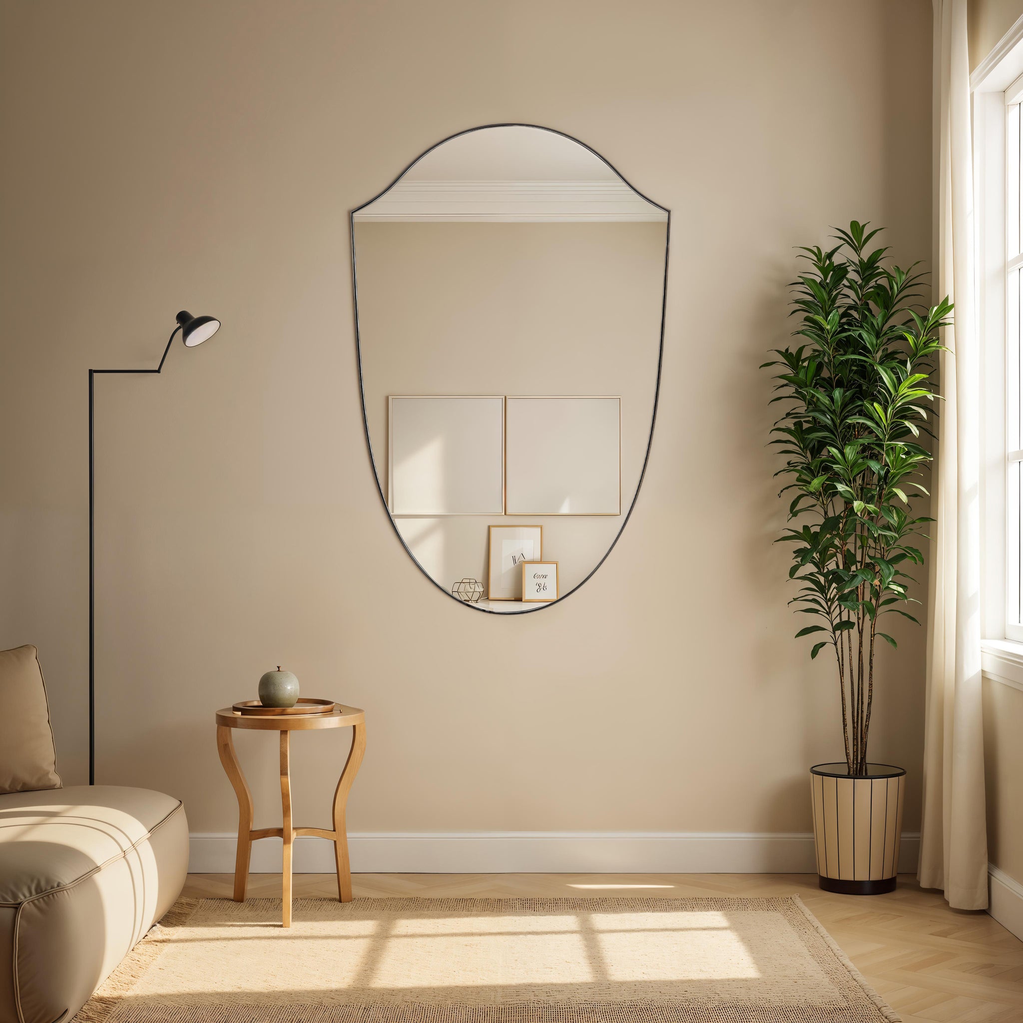 Reims mirror by Renwil displayed in a stylish living room, enhancing the decor.