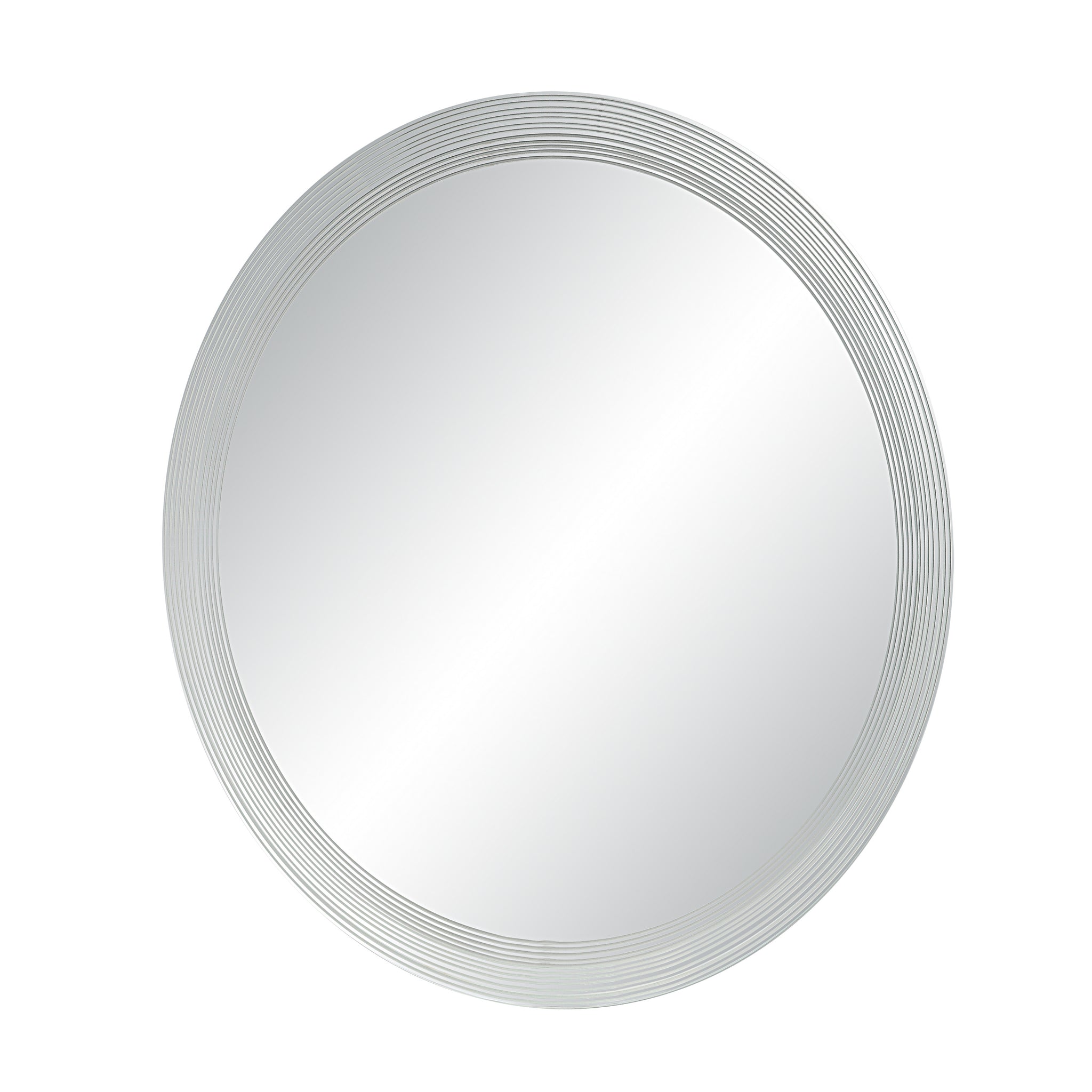 Osorno Wall Mirror featuring a sleek round design and silver ribbed border