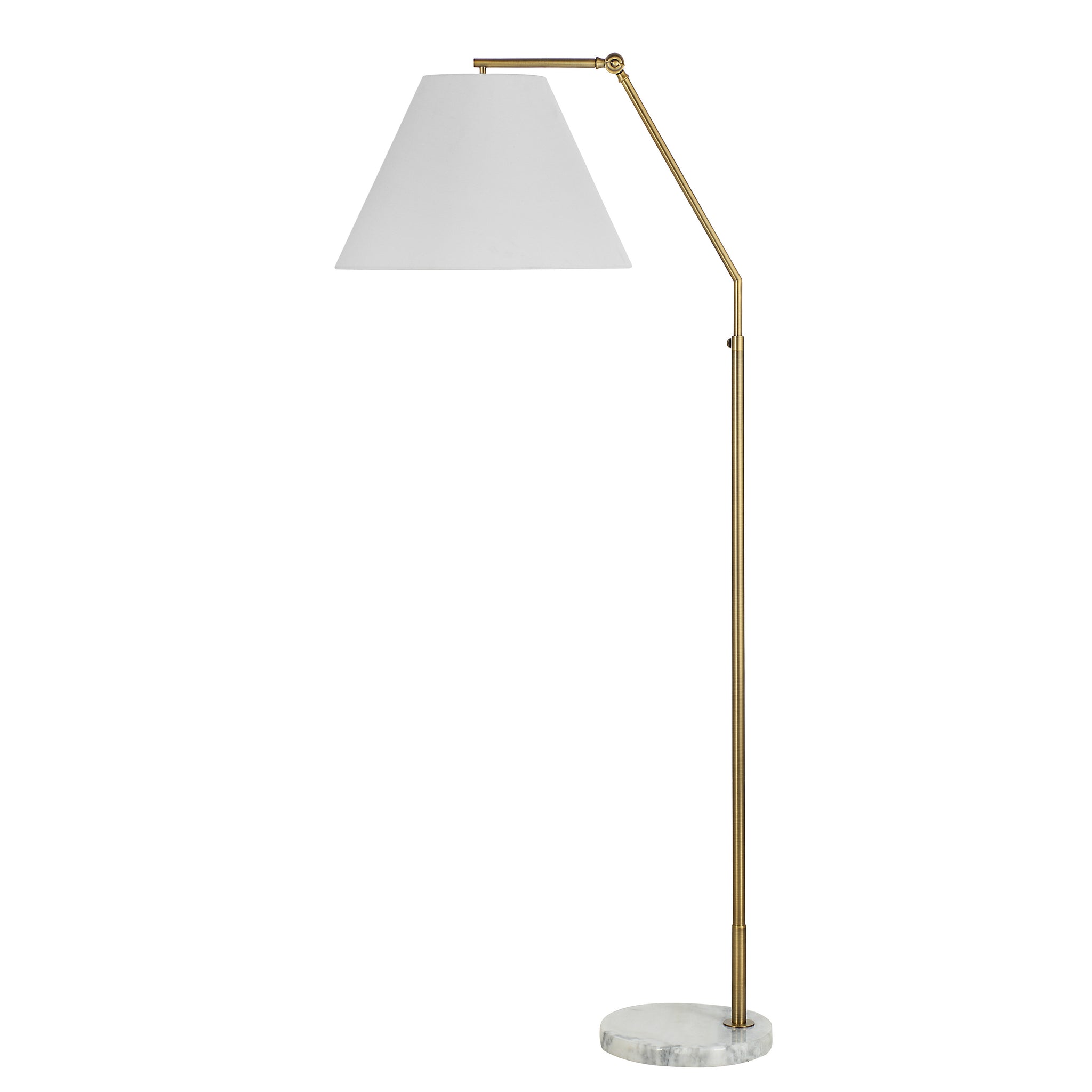Claire Floor Lamp featuring a white shade and gold finish, marble base
