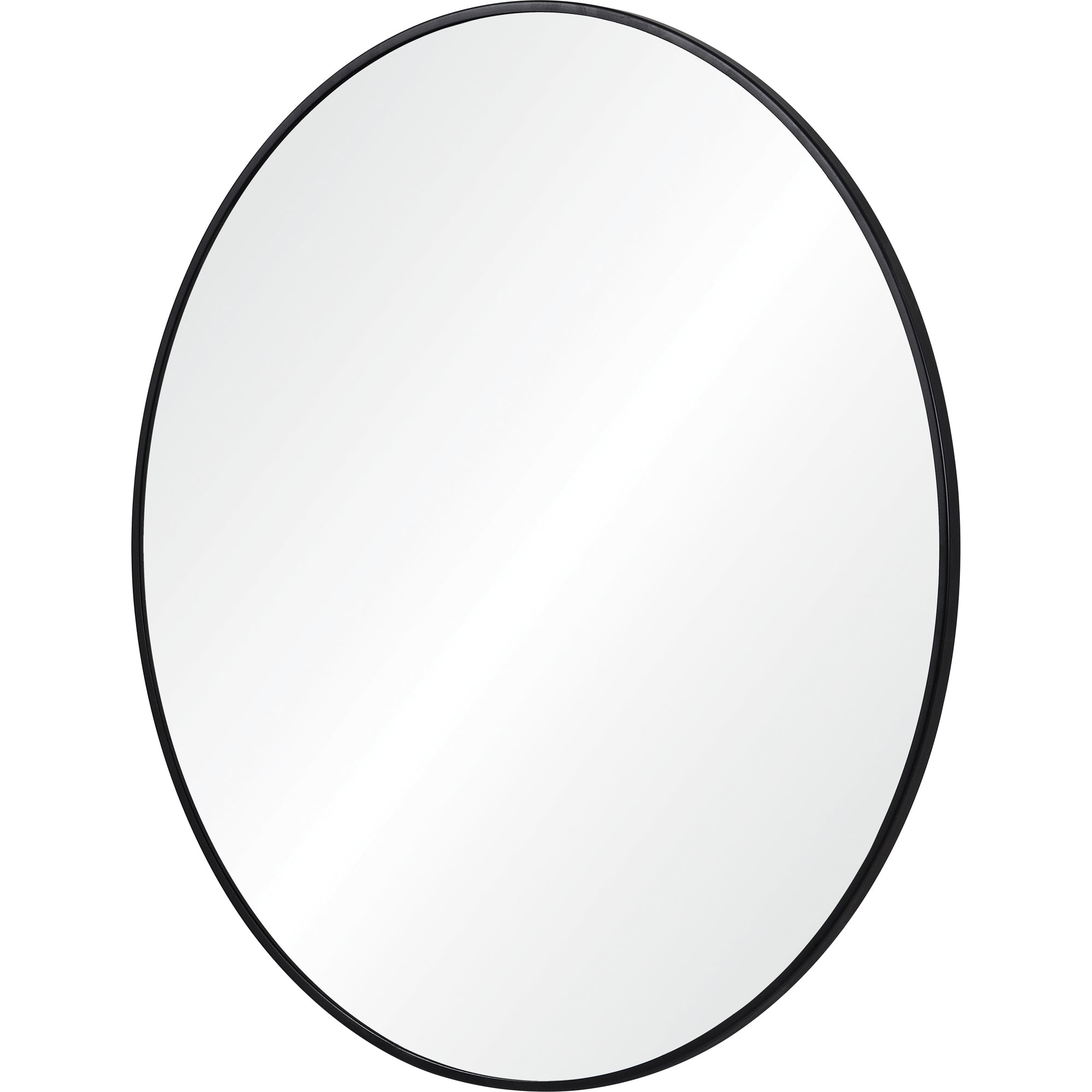 Claribel Wall Mirror in an oval shape, showcasing a sleek black frame and clear reflection.
