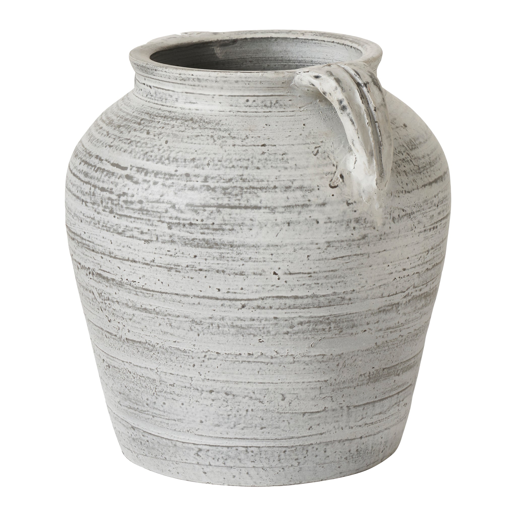 Blanco vase by Renwil in gray ceramic with a slight drip detail on the rim