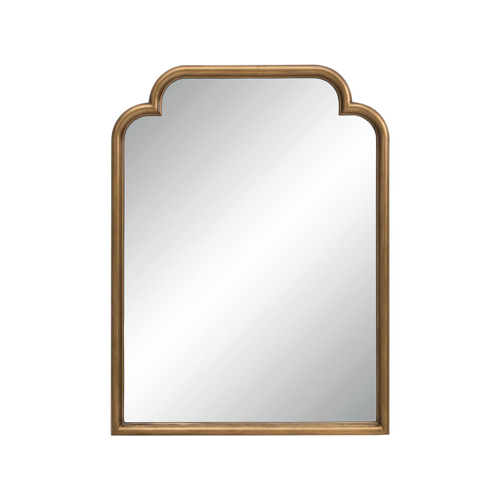Emilien mirror with an arched top, gold-toned frame, and reflective surface.