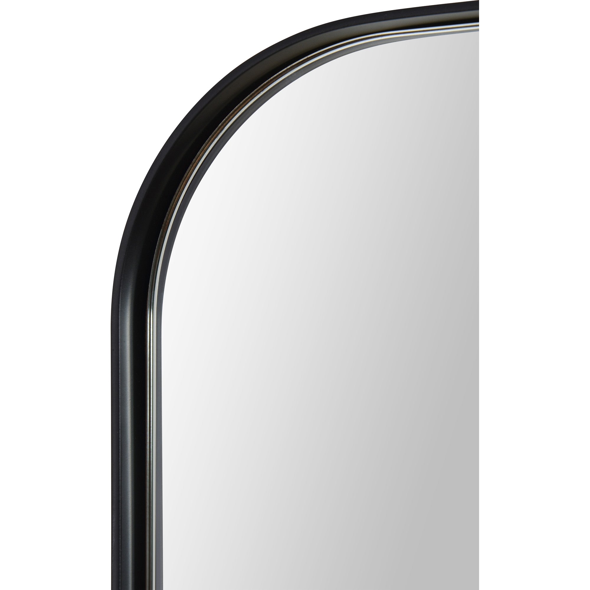 Glencoe Wall Mirror close-up of the rounded black frame highlighting its elegant edges