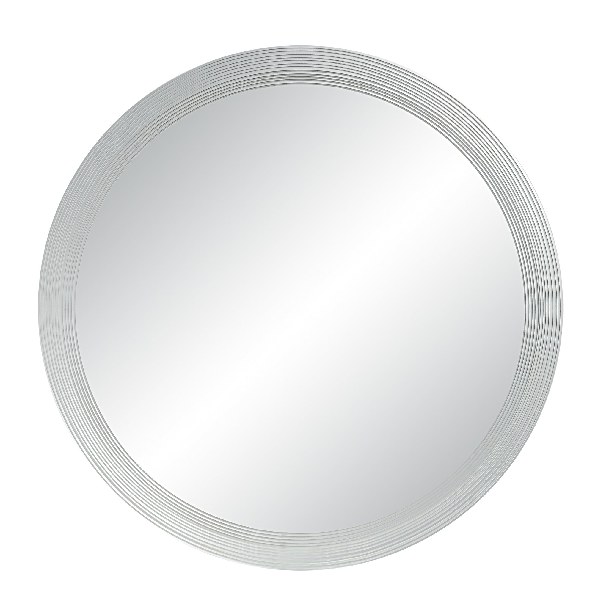 Osorno Wall Mirror with a round shape and textured silver frame