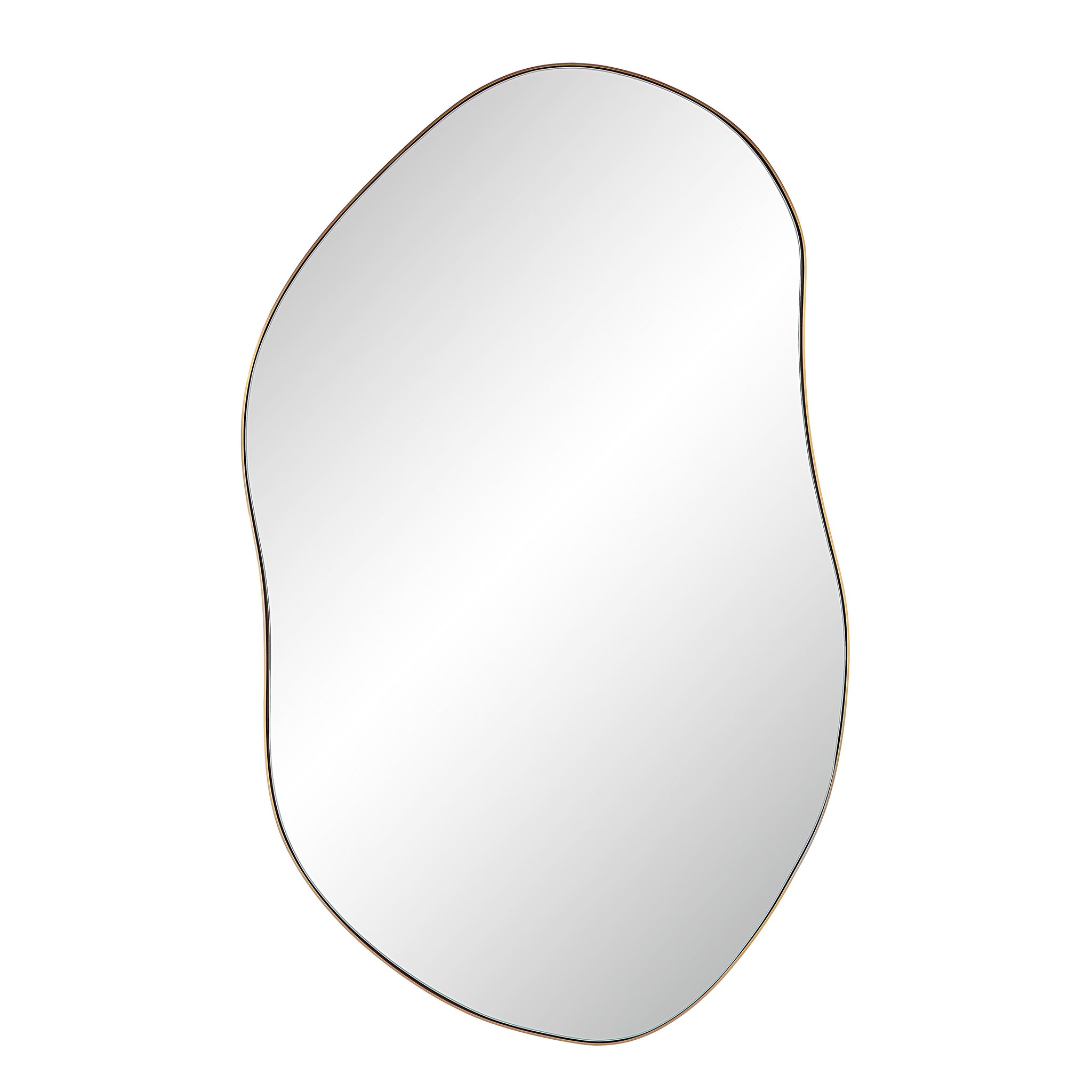 Noria Wall Mirror with an organic shape and a thin brown frame