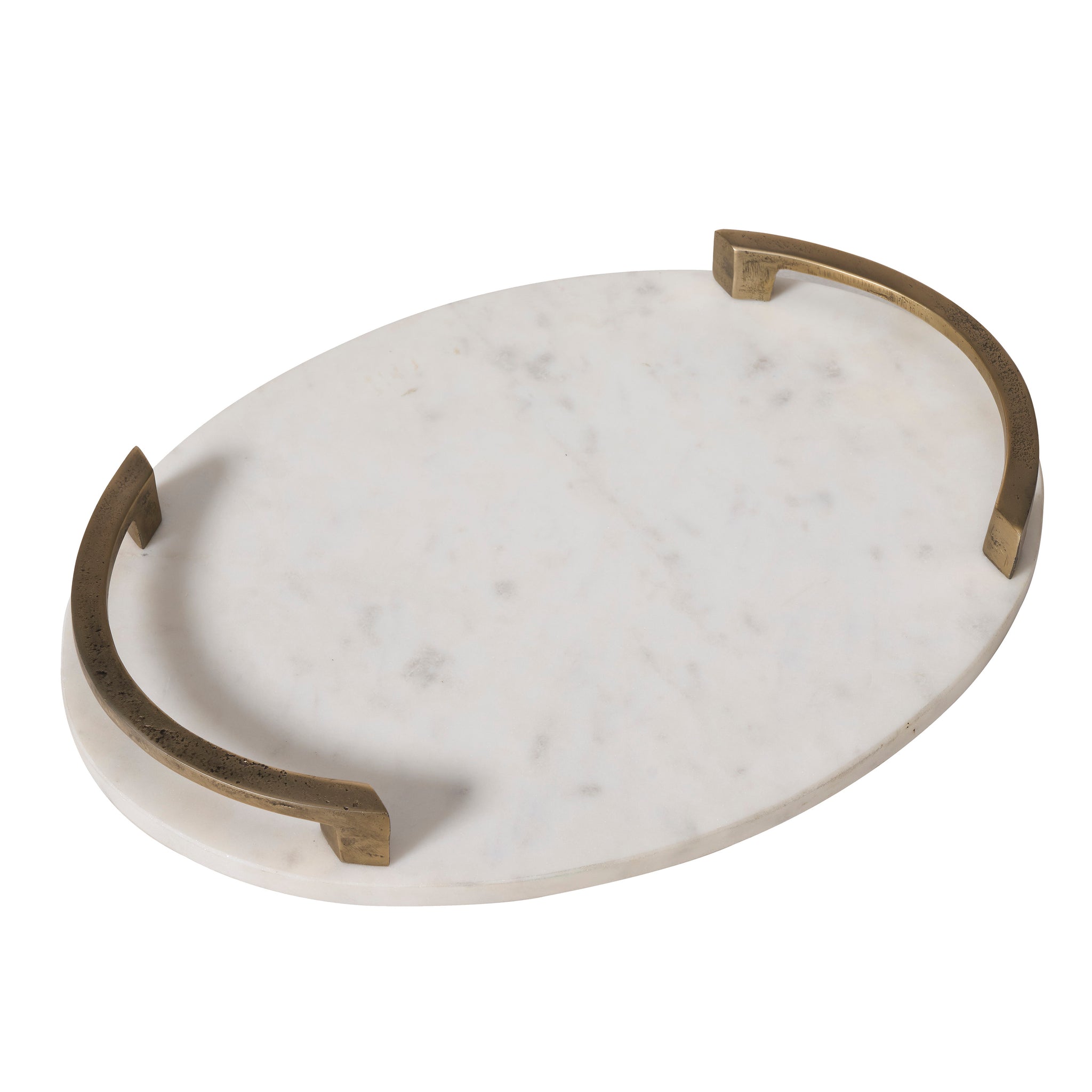 Bianca vase with a white marble base and bronze handles, top-down view.