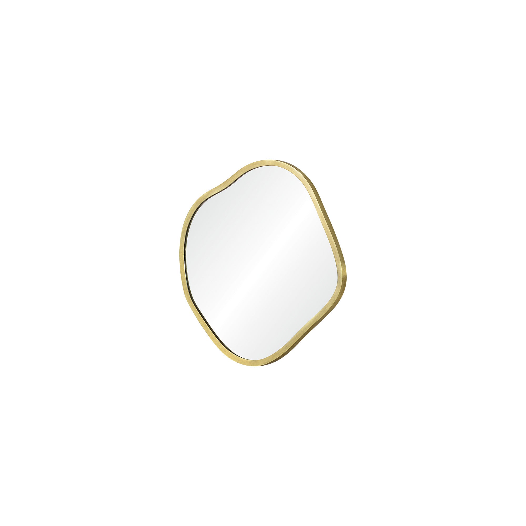 Nucleus Wall Mirror featuring a wavy gold frame and clear reflective surface.