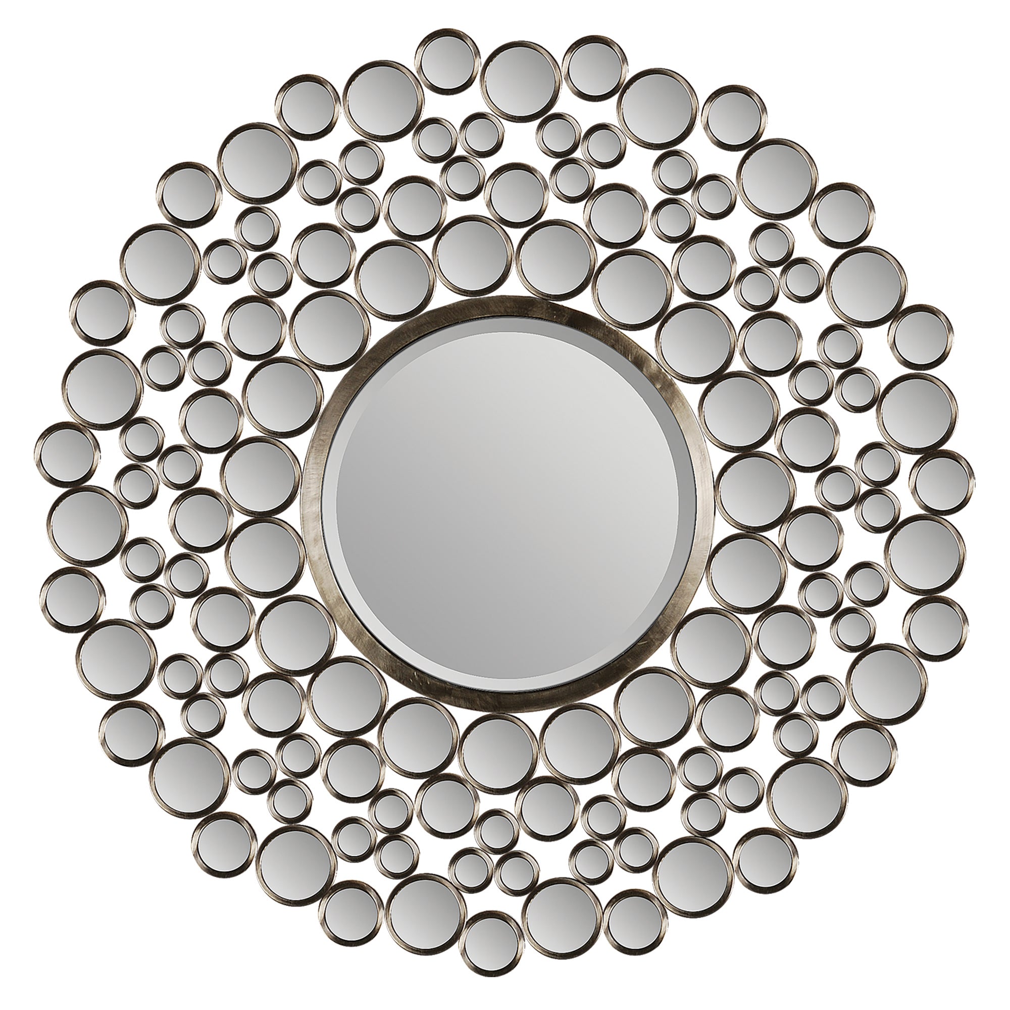Andromeda Wall Mirror featuring a round design with circular mirrors in a silver finish.