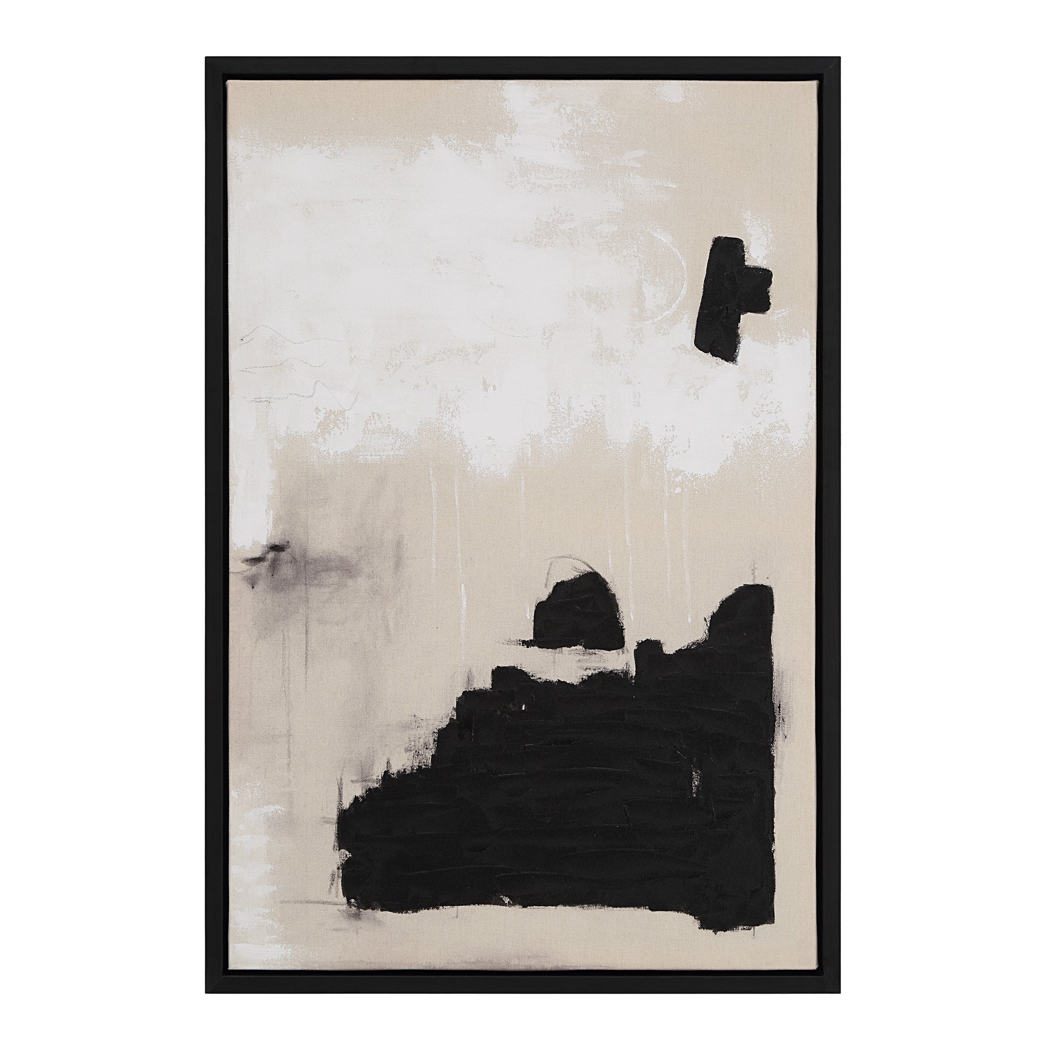 Asia Canvas Art by Renwil featuring abstract black and white design on beige canvas.