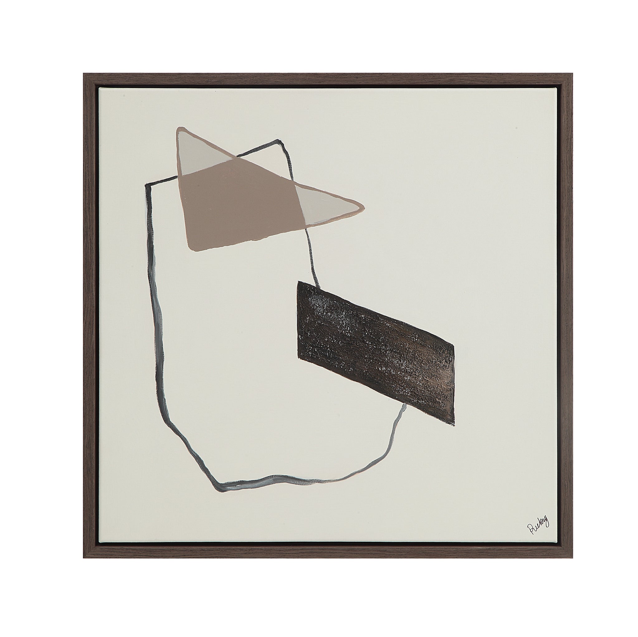 Lacadieu Canvas Art showcasing abstract shapes in beige and brown on a light background.