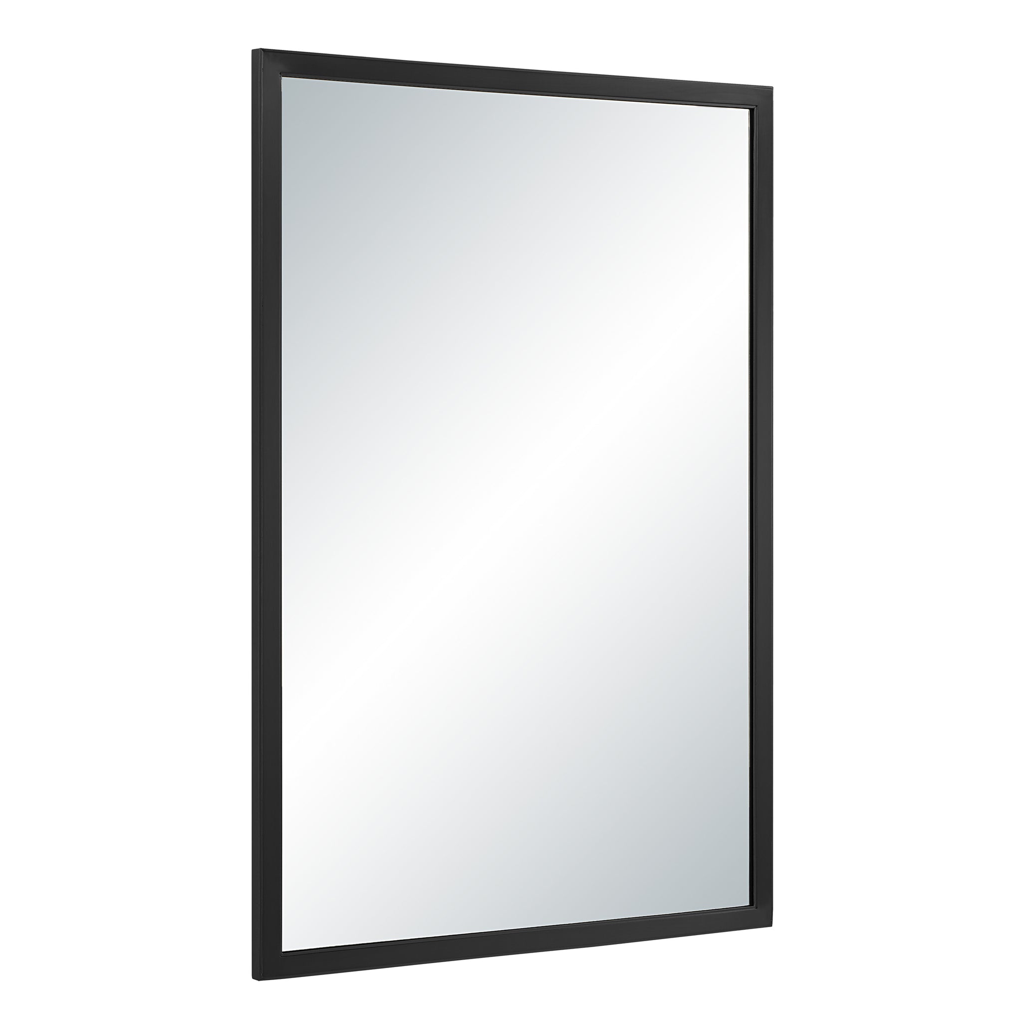 Elvas mirror featuring a black frame, angled view showing reflective surface.