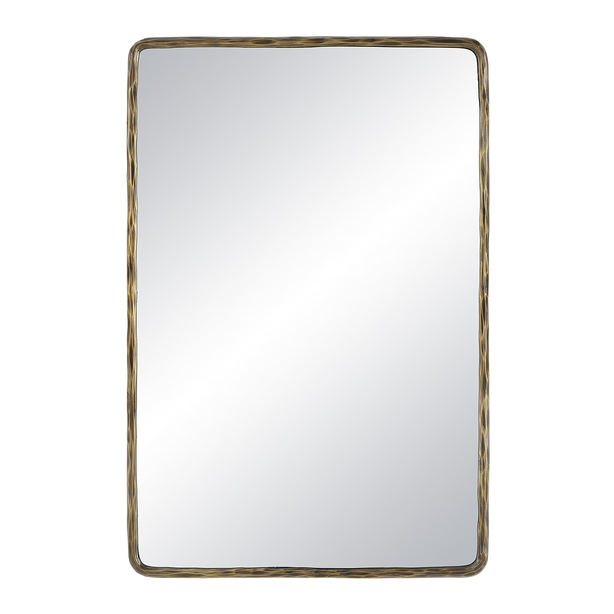 Tally Wall Mirror with a textured gold frame and a rectangular shape.