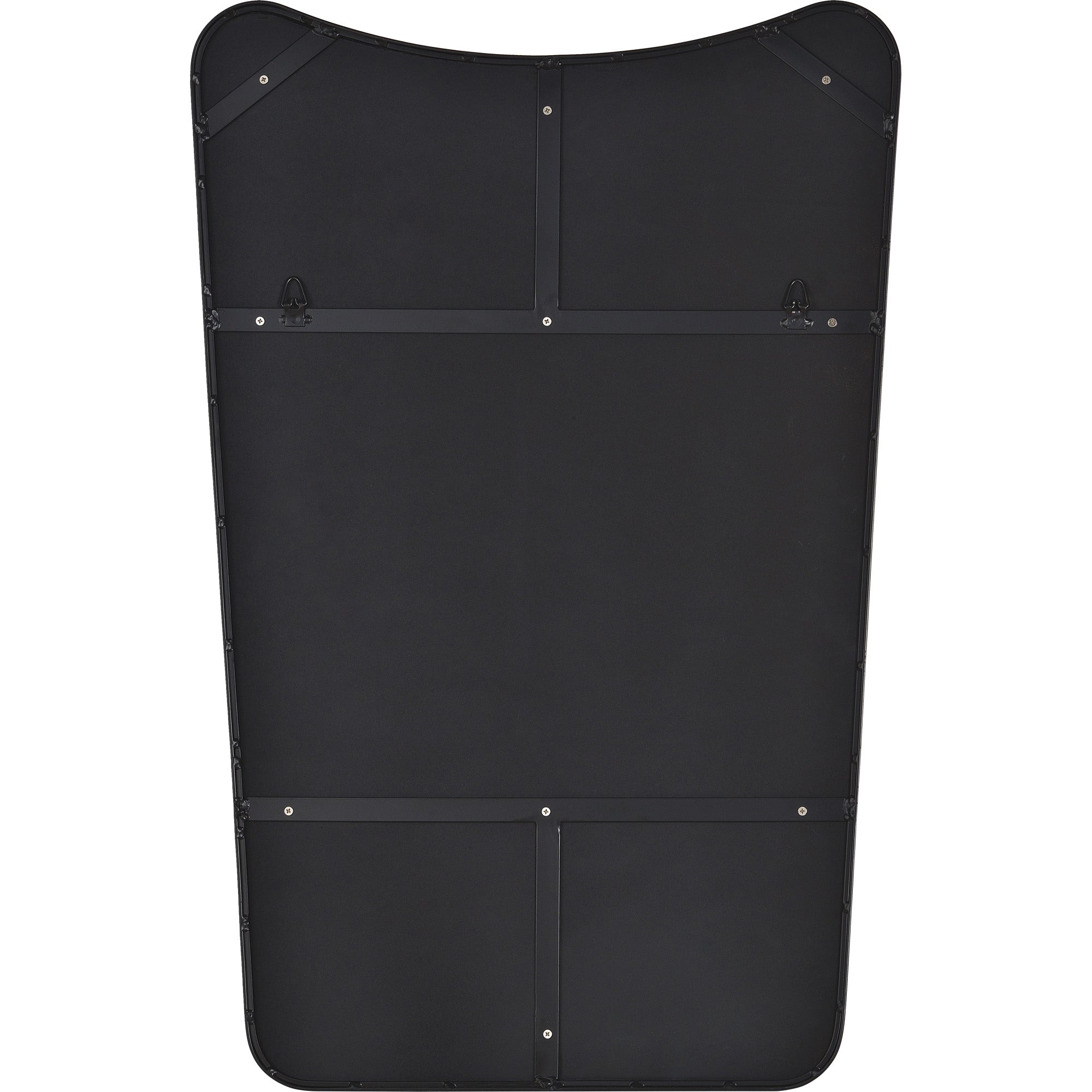 Back view of Nashua Wall Mirror with a black backing and mounting hardware