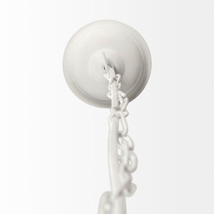 Theta White-Washed Wood Beaded Pendant Light shown from a different angle to reveal its silhouette.