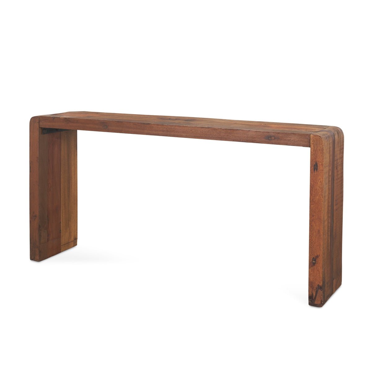 Estelle Rustic Brown Reclaimed Wood Console Table — a Mercana console table at Laurie Yapp Home.