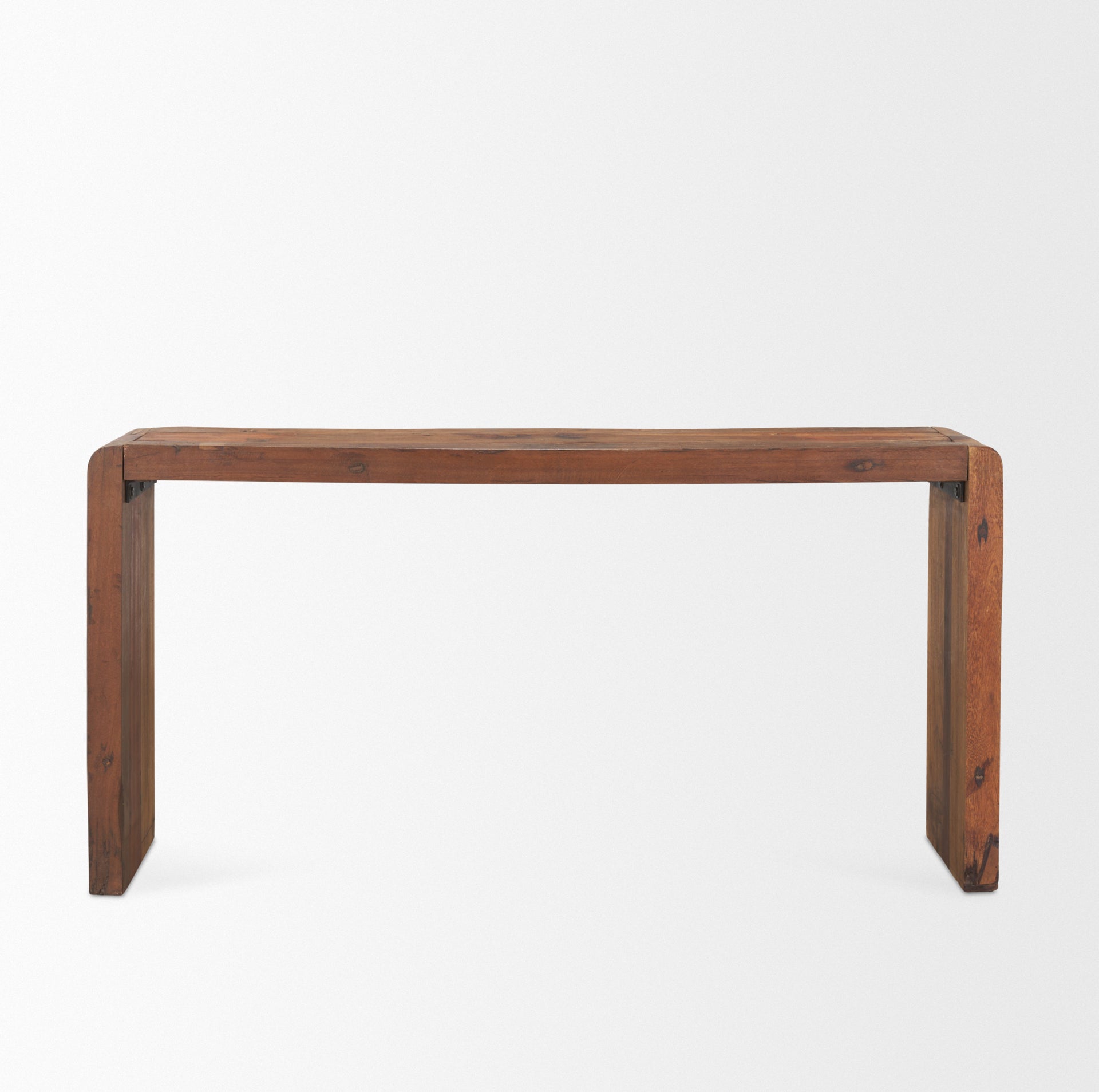 Estelle Rustic Brown Reclaimed Wood Console Table shown from another angle.
