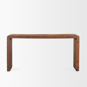 Estelle Rustic Brown Reclaimed Wood Console Table shown from another angle.