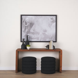 Profile view of the Estelle Rustic Brown Reclaimed Wood Console Table.
