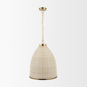 Saliha Cane w/ Brass Metal Pendant Light shown from another angle.