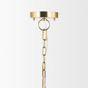 Saliha Cane w/ Brass Metal Pendant Light shown from a different angle to reveal its silhouette.