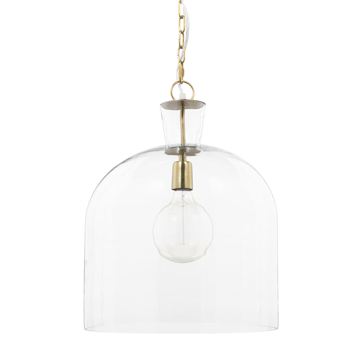 Sadah Large Clear Blown Glass w/ Gold Metal Pendant Light — a Mercana pendant light at Laurie Yapp Home.