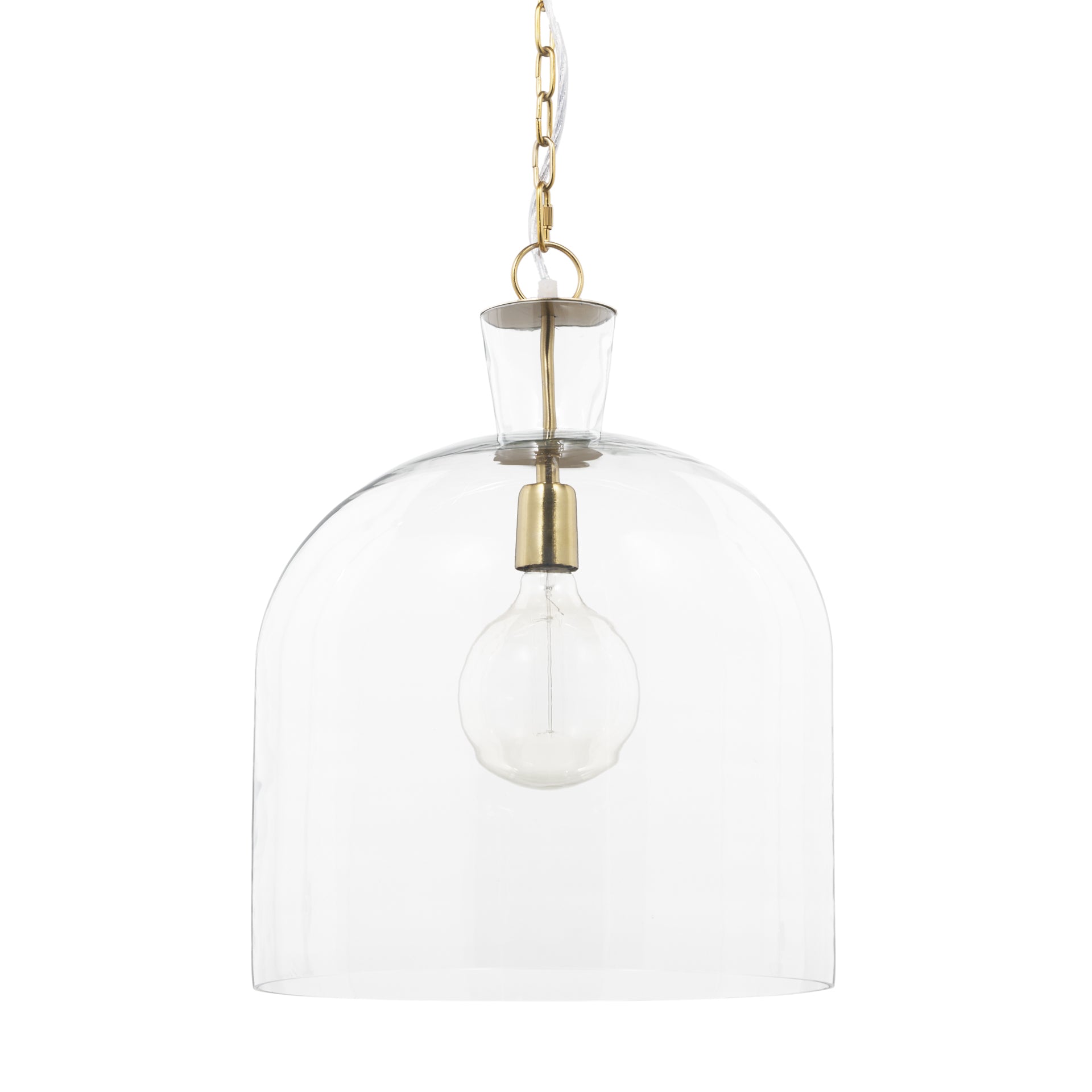 Sadah Large Clear Blown Glass w/ Gold Metal Pendant Light — a Mercana pendant light at Laurie Yapp Home.