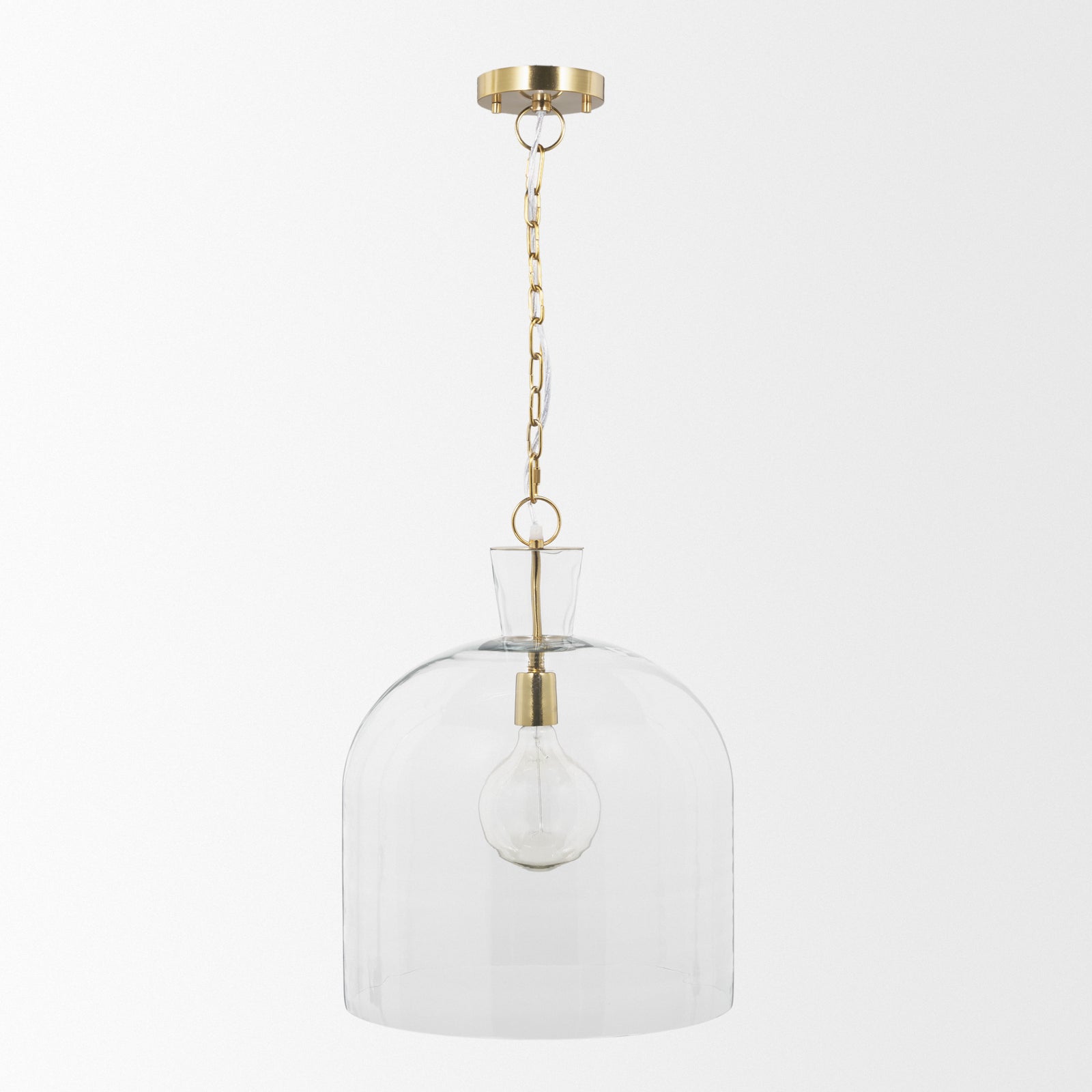 Sadah Large Clear Blown Glass w/ Gold Metal Pendant Light — a Mercana pendant light at Laurie Yapp Home.
