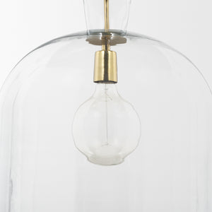 Sadah Large Clear Blown Glass w/ Gold Metal Pendant Light shown from another angle.